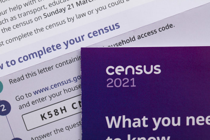 LONDON, UK - February 2021: Leaflet for the official England and Wales census